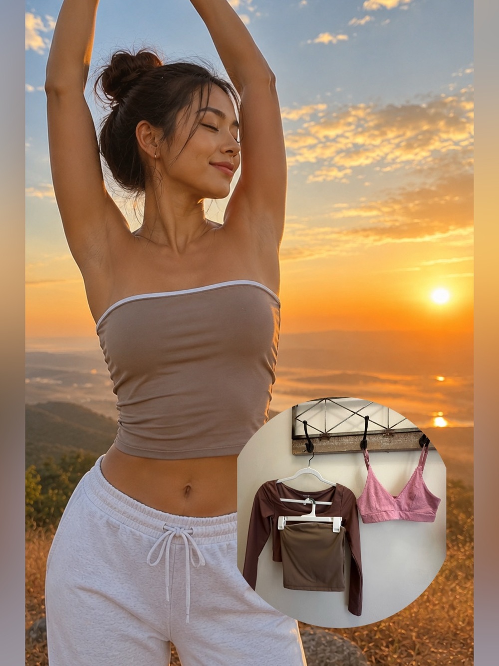 Activewear bundle (PACT bra, old navy long sleeve top & strapless top)